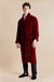 Donington Burgundy Long Velvet Smoking Jacket - Model Front | Bown of London